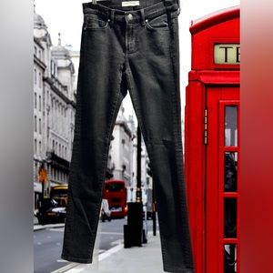 Banana Republic Premium Denim Black Low Rise Skinny Ankle Jeans Size 25